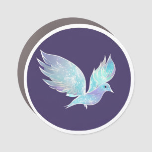 Blue and White Peace Dove Watercolor Car Magnet