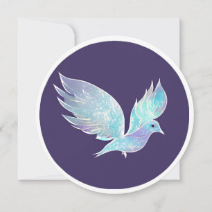 Blue and White Peace Dove Watercolor Holiday Card