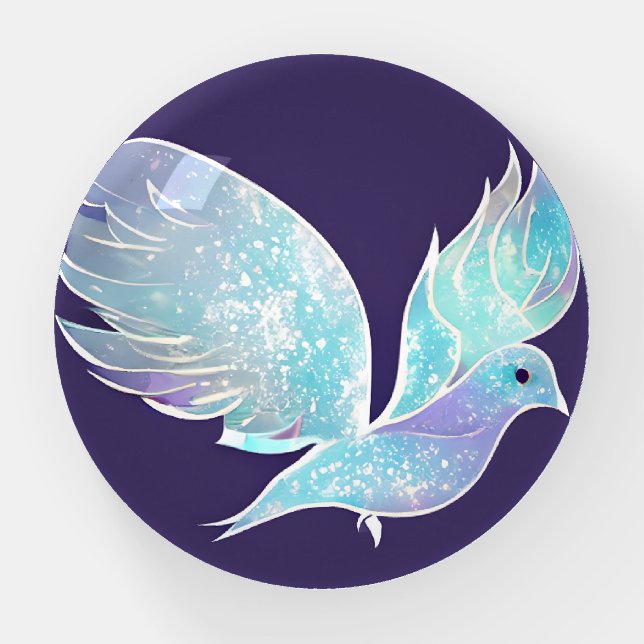 Blue and White Peace Dove Watercolor  Paperweight (Front)