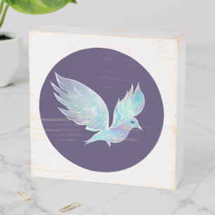 Blue and White Peace Dove Watercolor Wooden Box Sign