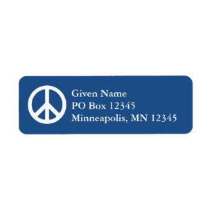 Blue and White Peace Symbol Label