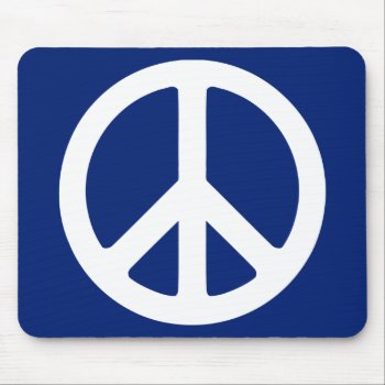 Blue And White Peace Symbol Mouse Pad by peacegifts at Zazzle