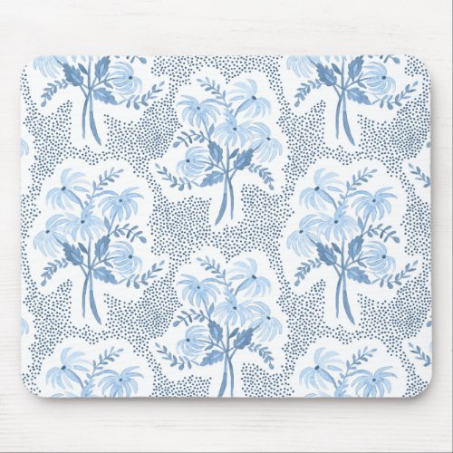 blue and white Pearls Bouquet Mouse Pad
