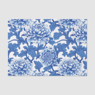 Blue and White Peony Chinoiserie Floral Tissue Paper