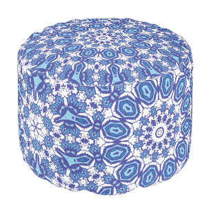 Blue and White Persian Style Seamless Pattern. Pouf