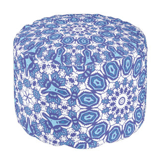 Blue and White Persian Style Seamless Pattern. Pouf
