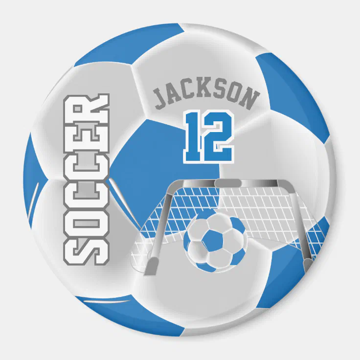Blue and White Personalize Soccer Ball Zazzle