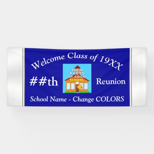 Blue and White Personalized Class Reunion Banners