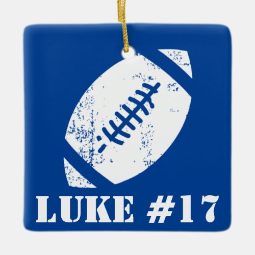 Blue and White Personalized Football  Ceramic Orna Ceramic Ornament