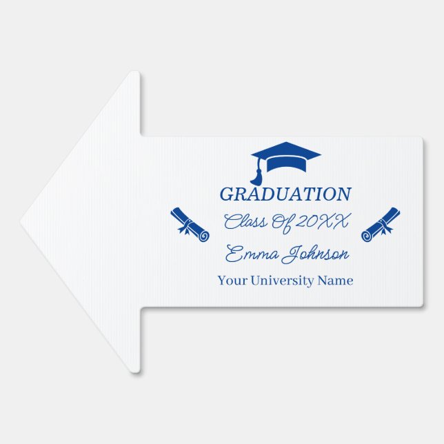 Blue And White Personalized Graduation Yard Sign (Front)