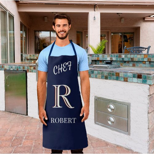 Blue and White Personalized Monogram and Name   Apron