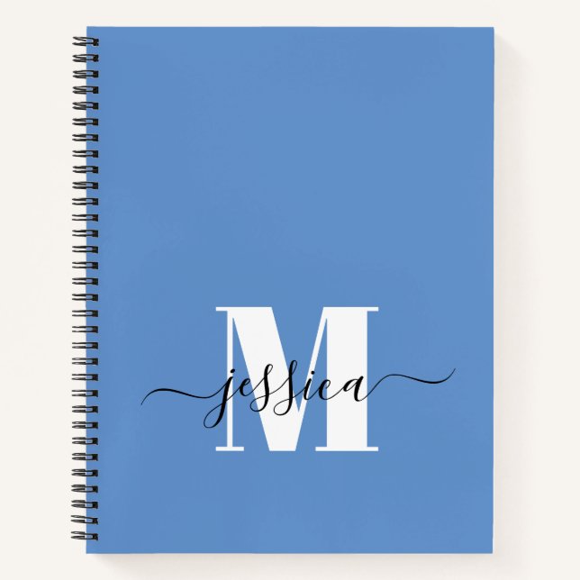 Blue and White Personalized Monogram Notebook (Front)