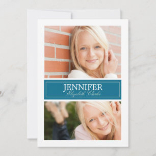 Blue and White Photo Graduation Card