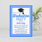 Blue and White Photo Graduation Party Invitation | Zazzle