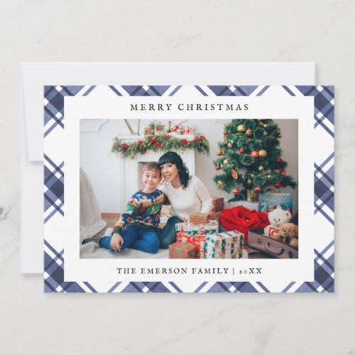 Blue and White Photo Holiday Card