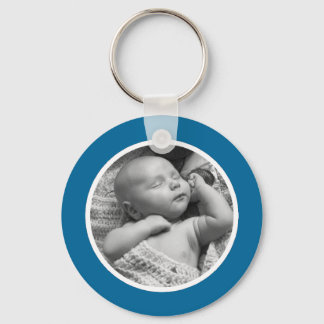 Blue and White Photo Keychain