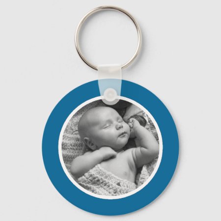 Blue And White Photo Keychain