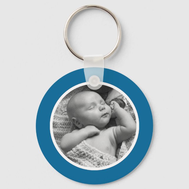 Blue and White Photo Keychain (Front)