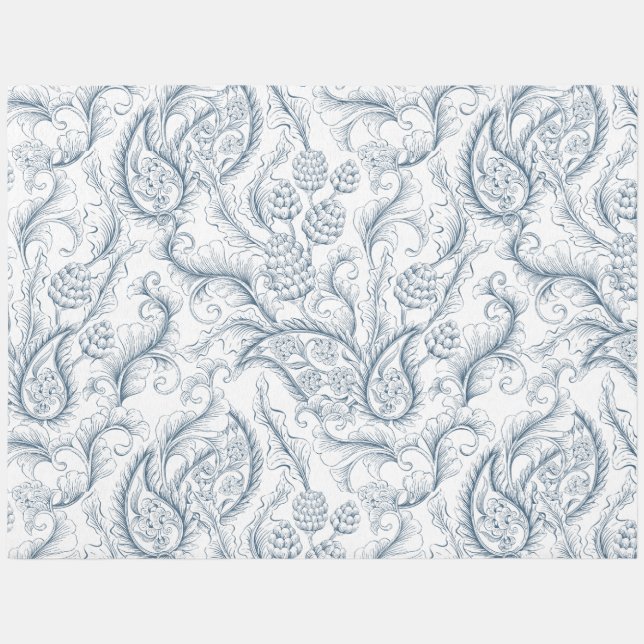 Blue and White Pineapple Paradise Area Rug (Front)