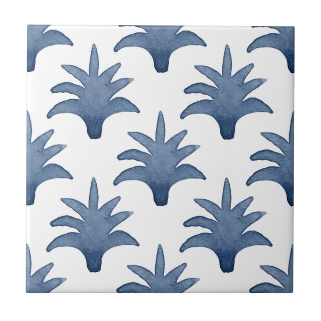 Blue and White Pinecone Tile (Front)