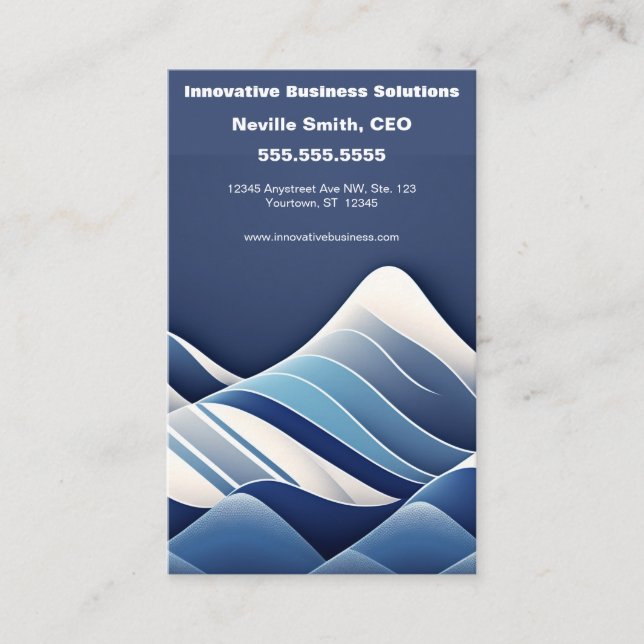 Blue and White Pinnacle Mountain Peaks Business Card (Front)