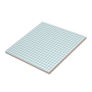 Blue and White Plaid Checked Ceramic Tile