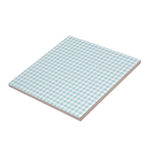Blue and White Plaid Checked _ Customizable Ceramic Tile