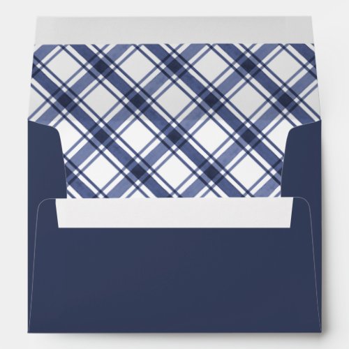 Blue and White Plaid Holiday Envelope