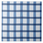 Blue and White Plaid Pattern Ceramic Tile