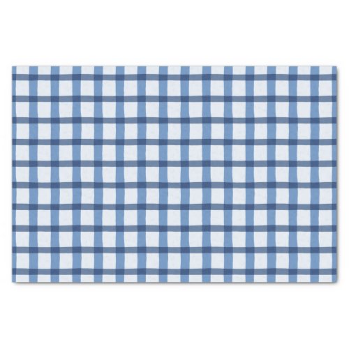 Blue and White Plaid Pattern Tissue Paper