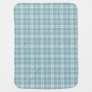 Blue and White Plaid Swaddle Blanket
