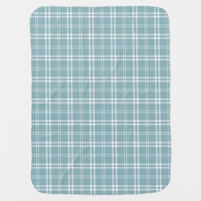 Blue and White Plaid Swaddle Blanket (Front)