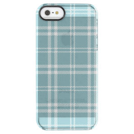 Blue and White Plaid Clear iPhone SE/5/5s Case