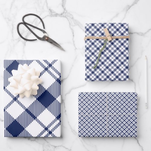 Blue and White Plaid Wrapping Paper Sheets