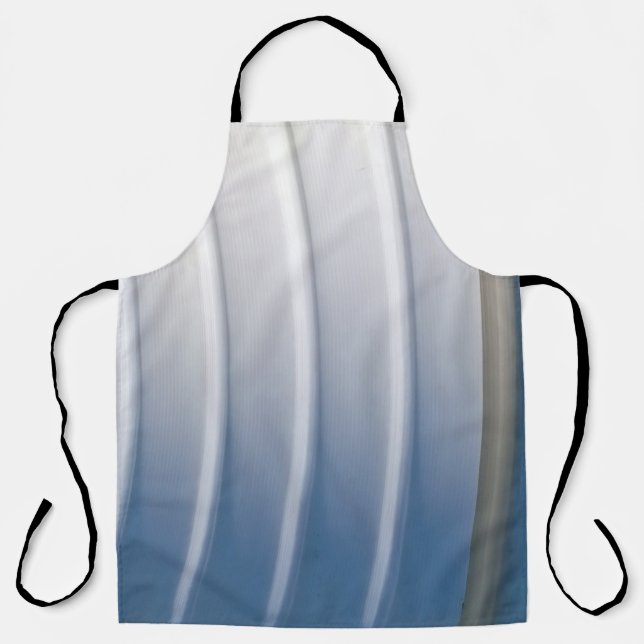 Blue and white plastic container apron (Front)