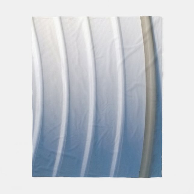 Blue and white plastic container fleece blanket (Front)