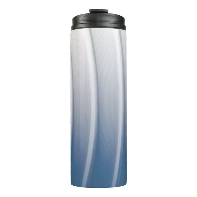 Blue and white plastic container thermal tumbler (Front)