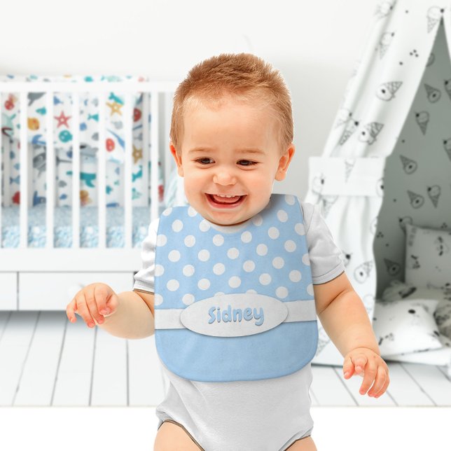 Blue and White Polka Dot Baby Bib (Creator Uploaded)