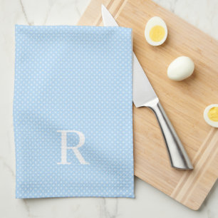 Blue and White Polka Dot Monogrammed Kitchen Towel