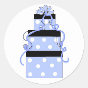 Blue and White Polka Dot Packages Classic Round Sticker