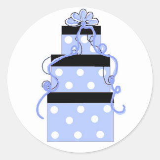 Blue and White Polka Dot Packages Classic Round Sticker