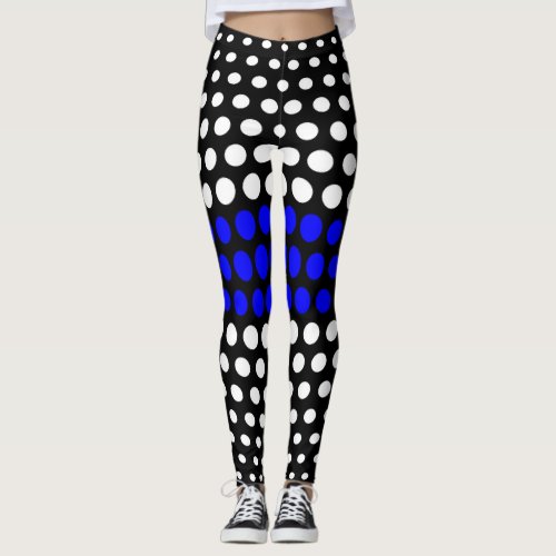 Blue and White Polka Dot Pattern Leggings