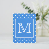 Blue and White Polka Dot Pattern Monogram. Custom. (Standing Front)