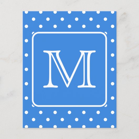 Blue and White Polka Dot Pattern Monogram. Custom. (Front)