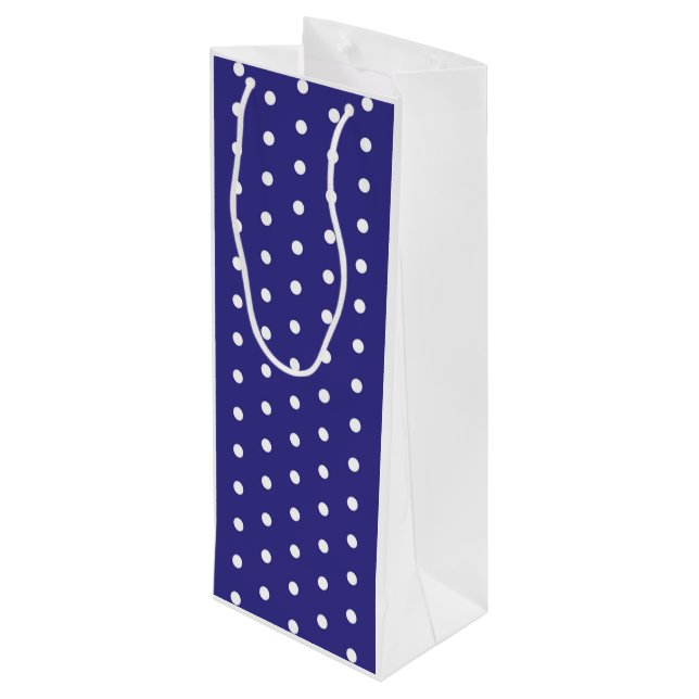 Blue and White Polka Dot Pattern    Wine Gift Bag (Back Angled)