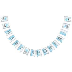 Blue and White Polka Dots 👶 Baby Boy Shower Bunting Flags
