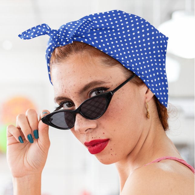 Blue and White Polka Dots Bandana (Blue and White Polka Dots Bandana)