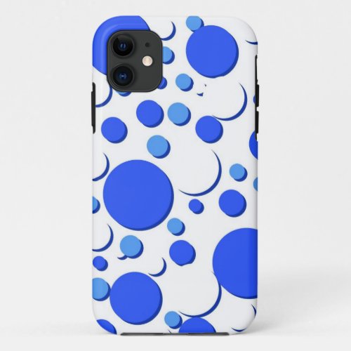 Blue and white polka dots iPhone 11 case
