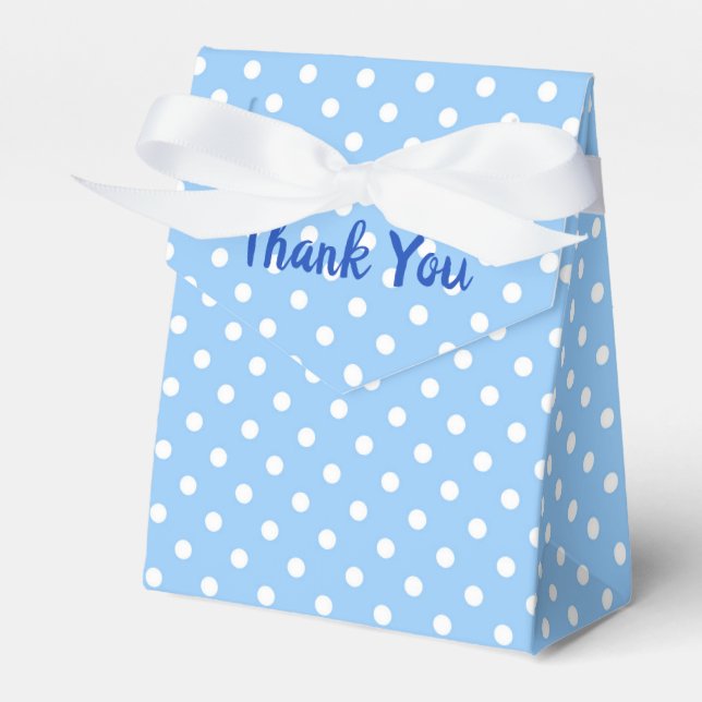 blue and white polka dots favor boxes (Front Side)