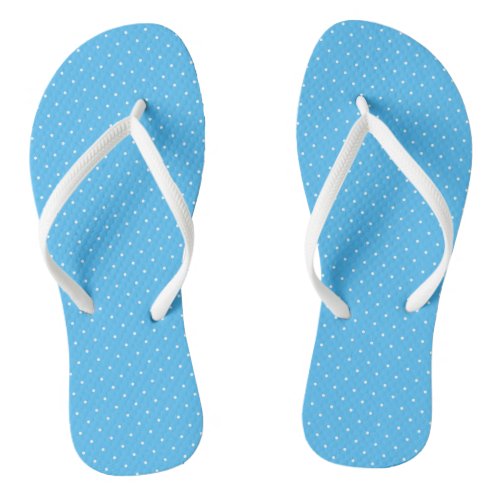 blue and white polka dots flip flops